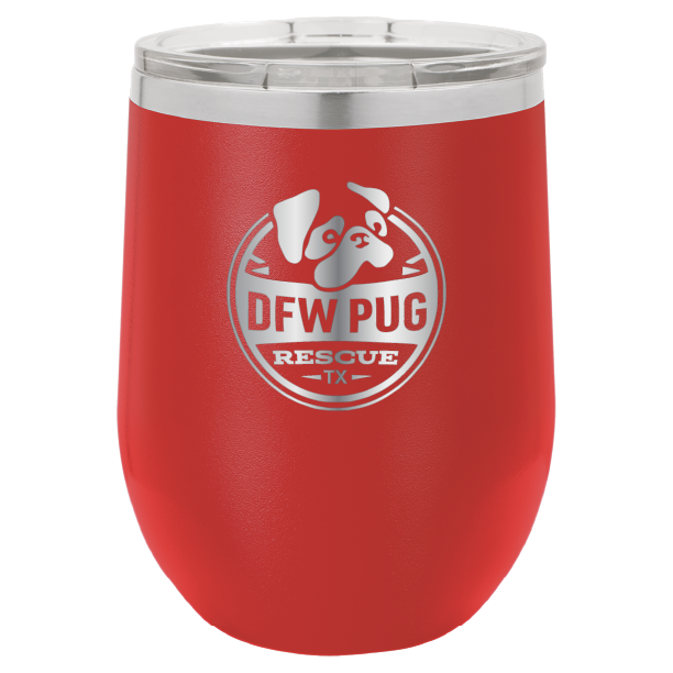 DFW Pug Rescue 12 oz Wine tumbler in red