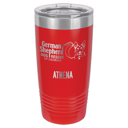 German Shepherd Dog Rescue of Georgia laser engraved tumbler in red