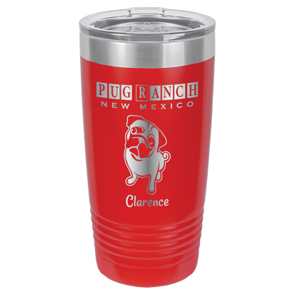 Laser Engraved 20 oz tumbler for Pug Ranch New Mexico: Red