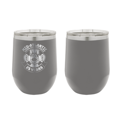 Mid-Atlantic German Shepherd Rescue 25th Anniversary Logo 12 oz Wine Tumbler - Laser Engraved
