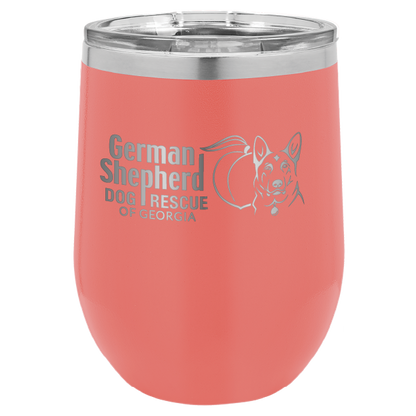 German Shepherd Dog Rescue of Georgia 12 oz Wine Tumbler - Laser Engraved