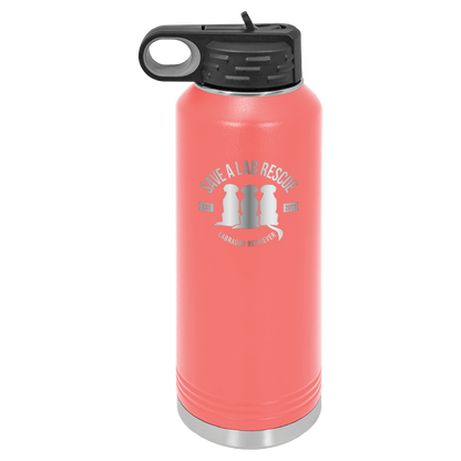 Coral 40 Oz Laser engraved water bottle featuring the Save A Lab logo.