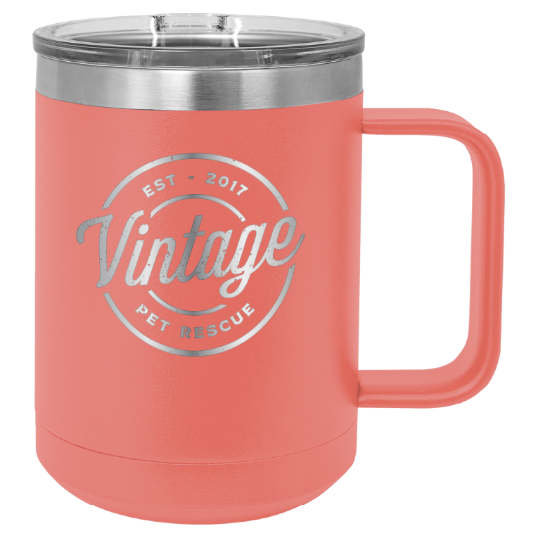 Vintage Pet Rescue 15 oz. Coffee Cup - Laser Engraved