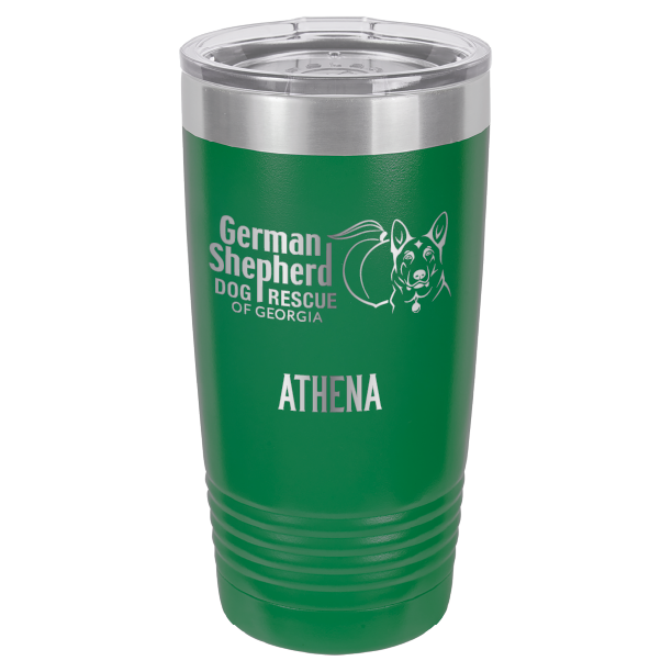 German Shepherd Dog Rescue of Georgia laser engraved tumbler in green