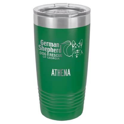 German Shepherd Dog Rescue of Georgia laser engraved tumbler in green