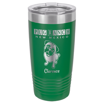 Laser Engraved 20 oz tumbler for Pug Ranch New Mexico: Green