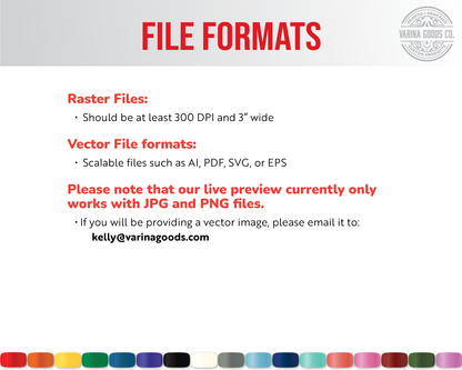 Preferred file formats are AI, PDF, SVG, or EPS