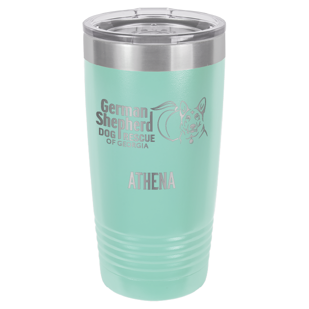 German Shepherd Dog Rescue of Georgia laser engraved tumbler in teal