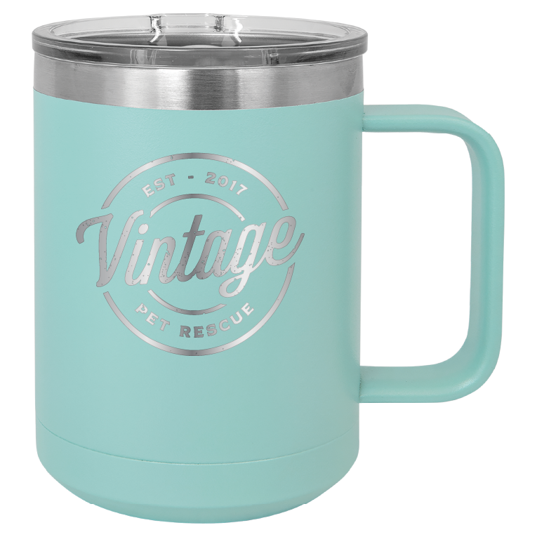 Vintage Pet Rescue 15 oz. Coffee Cup - Laser Engraved
