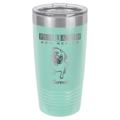 Laser Engraved 20 oz tumbler for Pug Ranch New Mexico: Teal