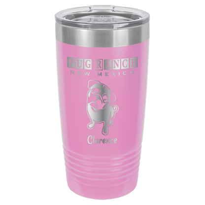 Laser Engraved 20 oz tumbler for Pug Ranch New Mexico: Light Purple