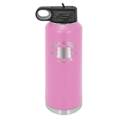 Light Purple 40 Oz Laser engraved water bottle featuring the Save A Lab logo.