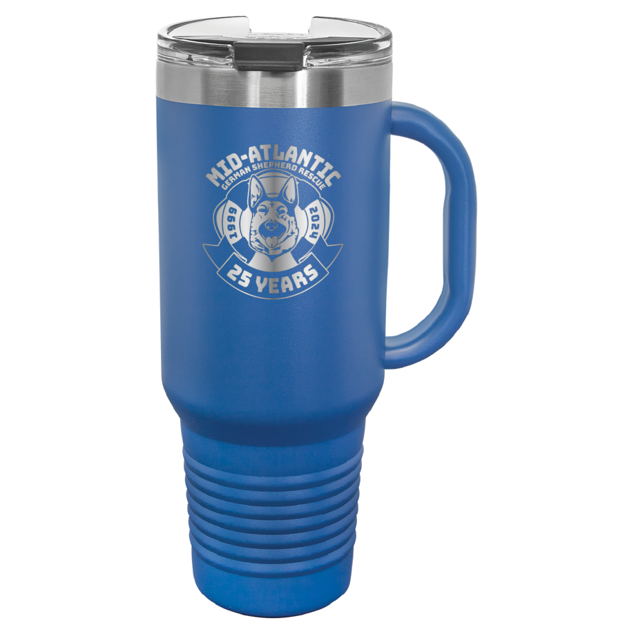 Mid-Atlantic German Shepherd Rescue 25th Anniversary 40 oz. Tumbler - Laser Engraved