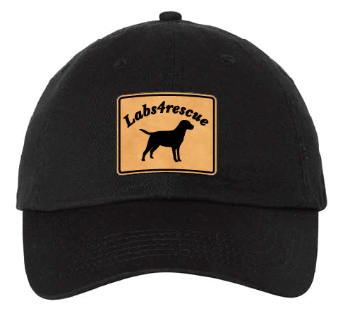 Labs4rescue Dad Patch Hat (Black Hat, Leather Patch)