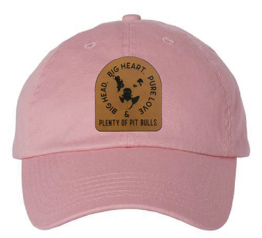 Plenty of Pit Bulls Dad Patch Hat (Pink Hat, Brown Patch)