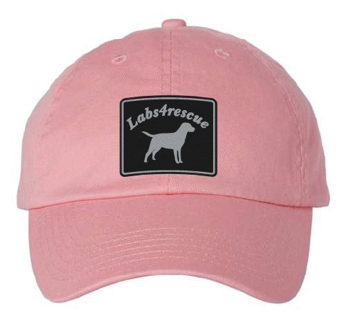 Labs4rescue Dad Patch Hat (Pink Hat, Black and Silver Patch)