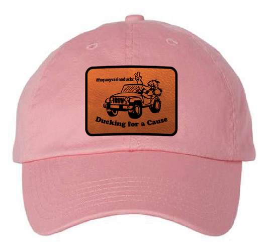 Fuquay Varina Jeep Club Dad Patch Hat (Pink Hat, Brown/Black Patch)