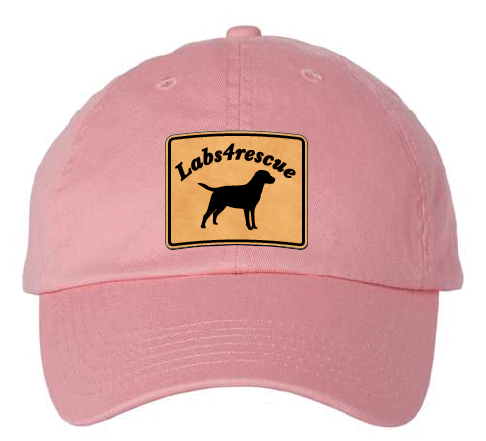 Labs4rescue Dad Patch Hat (Pink Hat, Leather Patch)
