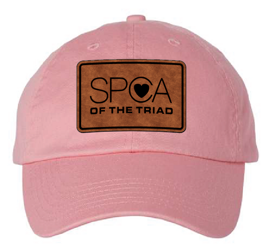 SPCA of the Triad Dad Patch Hat (Pink Hat, Brown/Black Patch)