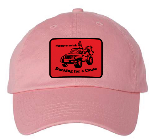 Fuquay Varina Jeep Club Dad Patch Hat (Pink Hat, Red/Black Patch)