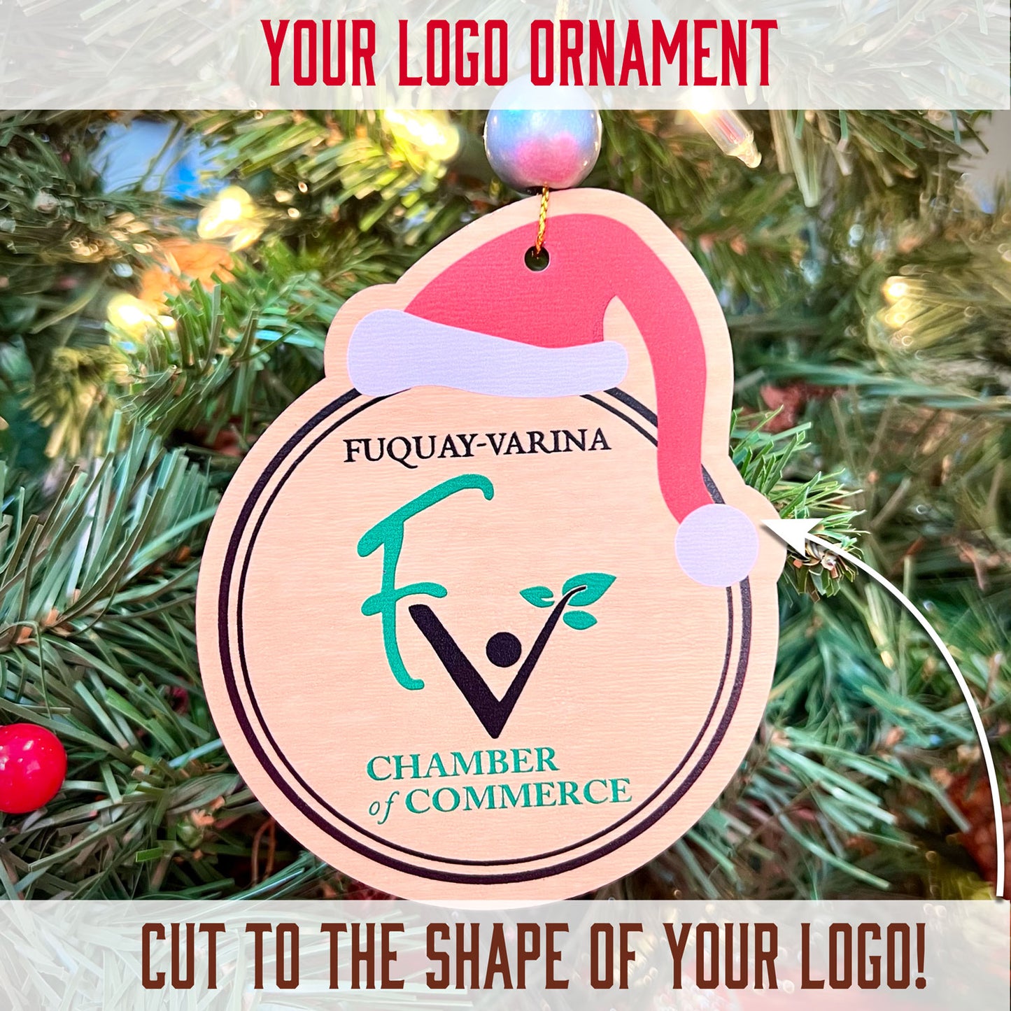 Set of 12: Full Color Custom Cut Logo Ornament