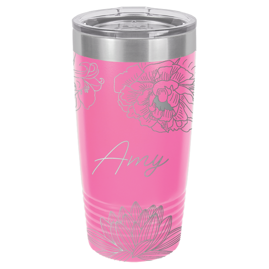 Engraved, Simple Botanical 20 oz. Tumbler - Full 360 Laser Engraved