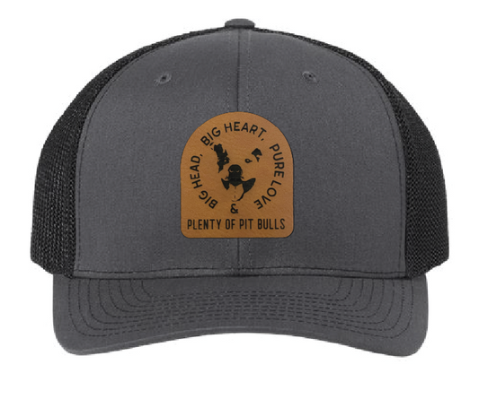 Plenty of Pit Bulls Trucker Patch Hat (Charcoal/Black Hat, Brown Patch)