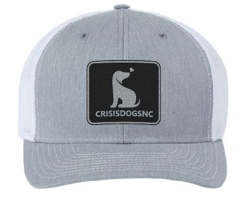 Crisis Dogs NC Trucker Patch Hat (Gray/White hat, Black/Silver Patch)