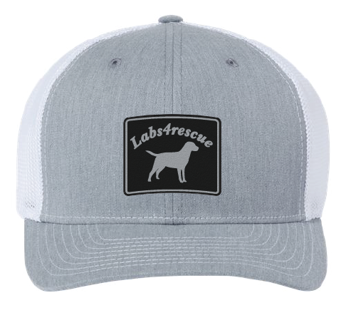 Labs4rescue Trucker Patch Hat (Gray/White hat, Black/Silver Patch)