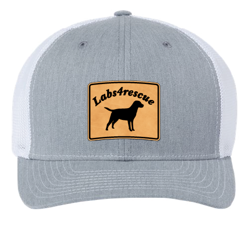 Labs4rescue Trucker Patch Hat (Gray/White Hat, Leather Patch)