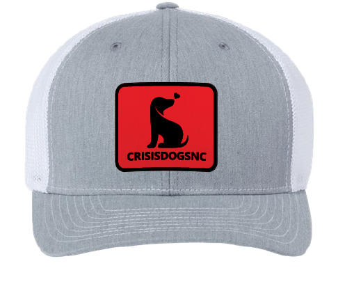 Crisis Dogs NC Trucker Patch Hat (Gray/White hat, Red/Black Patch)