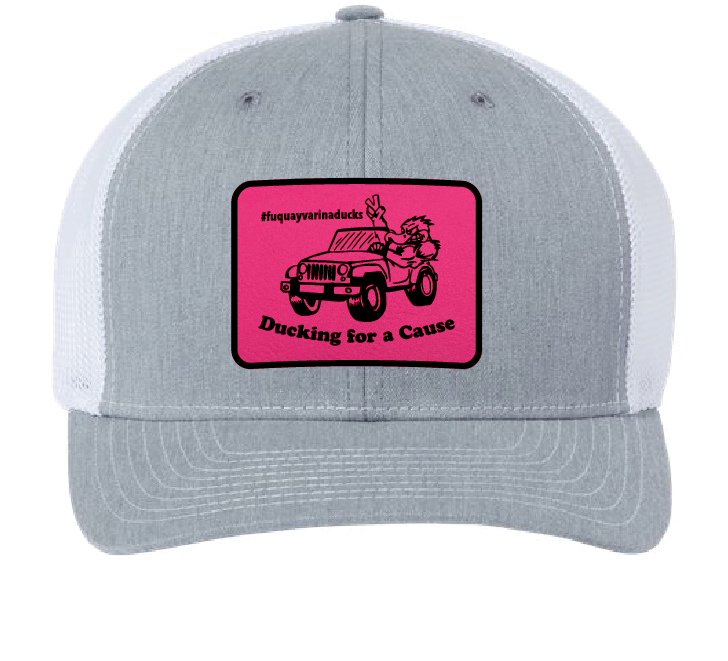 Fuquay Varina Jeep Club Trucker Patch Hat (White/Gray, Pink/Black)