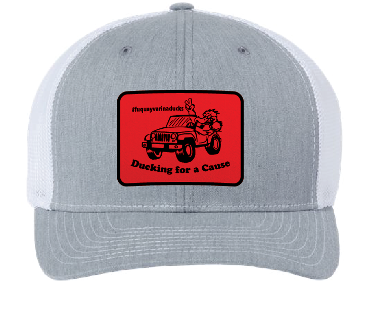 Fuquay Varina Jeep Club Trucker Patch Hat (White/Gray, Red/Black)