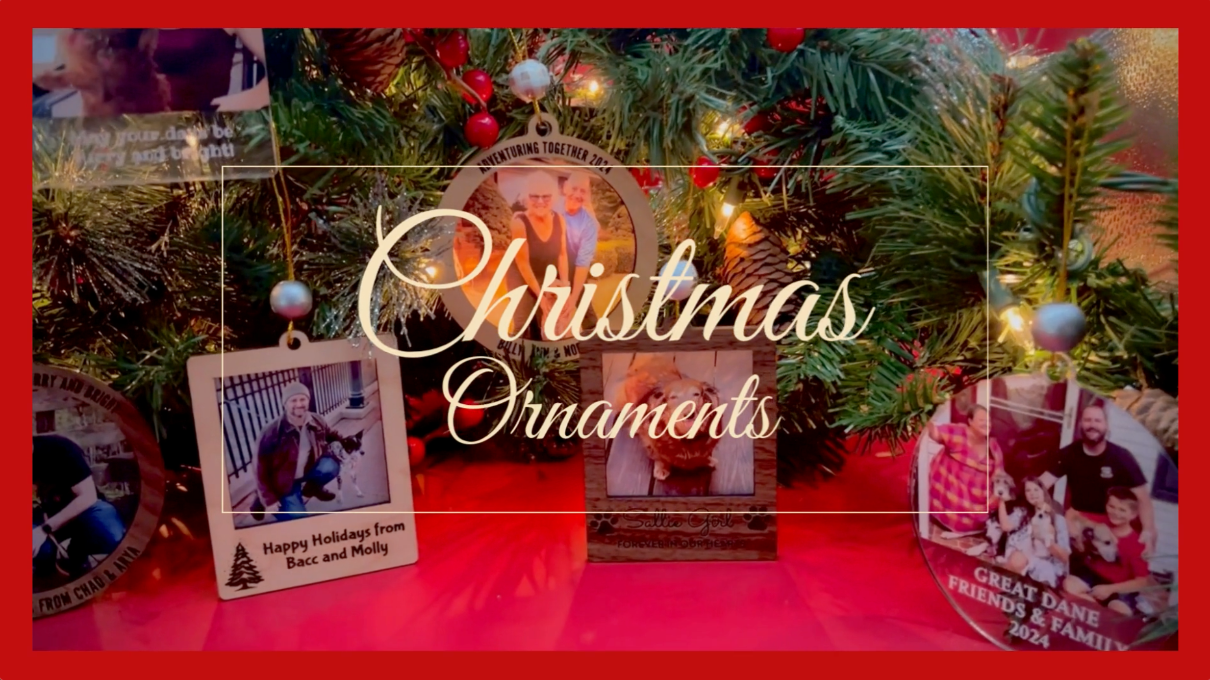 Load video: Full Color Photo Printed Christmas Ornaments with Wood Engraving