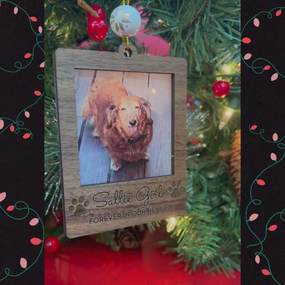 Polaroid Style Personalized Acrylic Photo Ornaments with Engraved Wood Frame